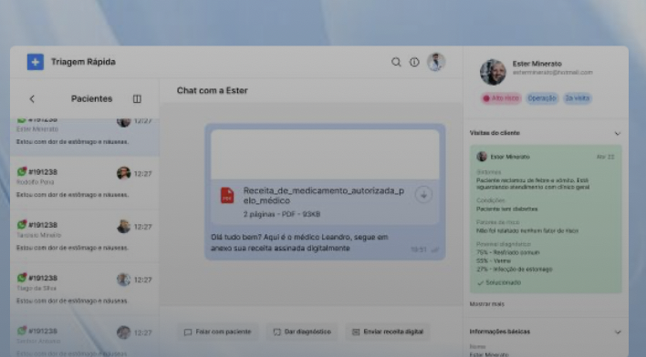 Acompanhamento de pacientes no dashboard da Vitalis AI