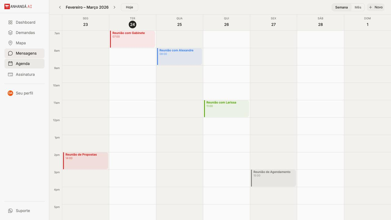 Agenda integrada com avisos via WhatsApp