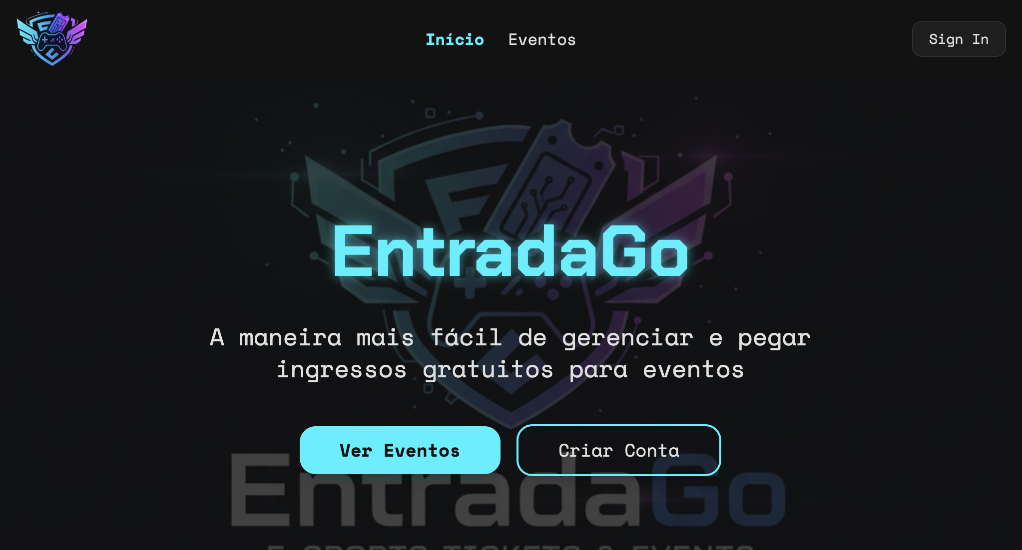 Página inicial da EntradaGo