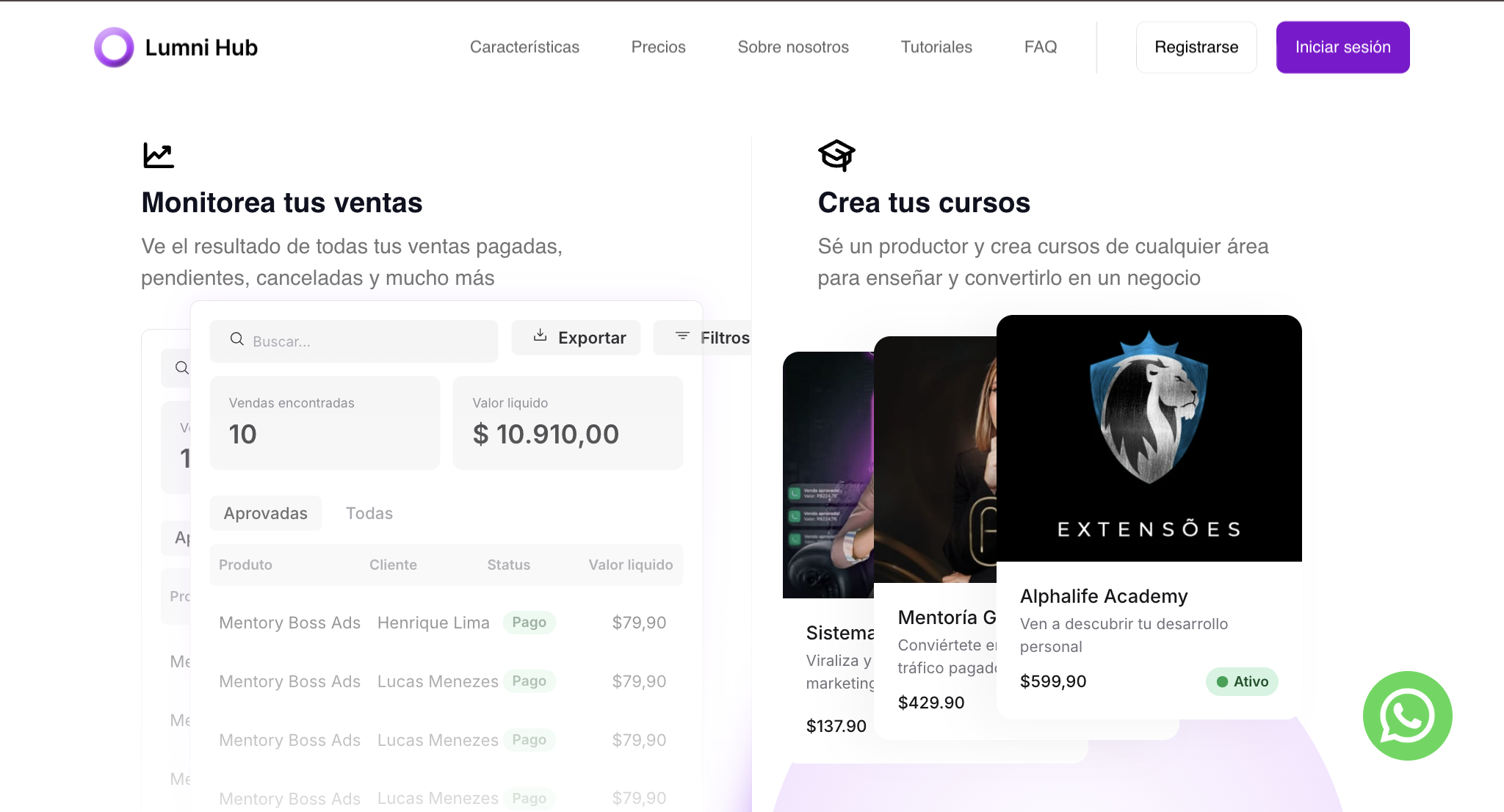 Experiência de aluno na LumniHub